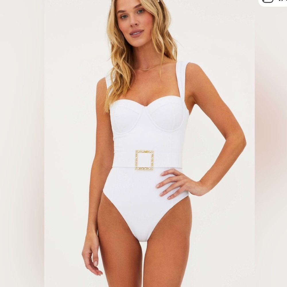 Beach Riot White Square-Buckle One-Piece Swimsuit